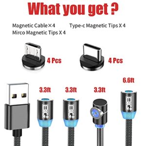 BIG PLUS Magnetic Charging Cable [4 Pack] Magnetic Phone Charger Cable, Magnetic Charger Type C, Compatible for Smartphones, Micro USB and USB C Devices, Type C Charger, USB Magnetic Charging Cable