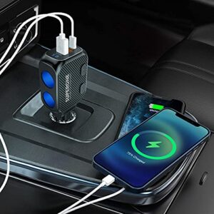 SUPERONE 180W Cigarette Lighter Splitter with 20W PD, 2-Socket Cigarette Lighter Adapter, Fast USB C Car Charger with Type-C 20W PD & QC 3.0 for Dash Cam, GPS, Laptop/iPad/iPhone 14/13/12/11/X/Samsung