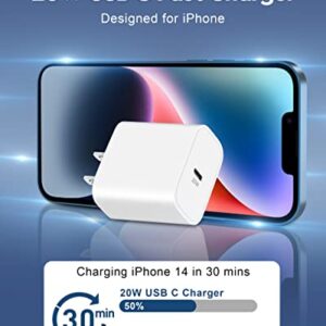 Apple Fast Charger [MFi Certified], 2Pack Apple Charger 10FT Long USB C to Lightning Cable (90 Degree) with 20W PD 3.0 USB C Wall Charger Fast Charging Block for iPhone 14 13 12 11 Pro Max XS XR, iPad