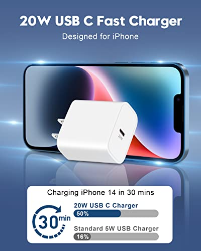 Apple Fast Charger [MFi Certified], 2Pack Apple Charger 10FT Long USB C to Lightning Cable (90 Degree) with 20W PD 3.0 USB C Wall Charger Fast Charging Block for iPhone 14 13 12 11 Pro Max XS XR, iPad