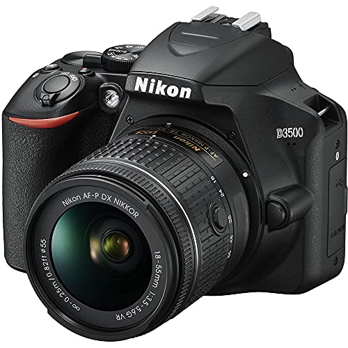 Nikon D3500 24.2MP DSLR Digital Camera with 18-55mm and 70-300mm Lenses (1588) Deluxe Bundle with 64GB SD Card + Large Camera Bag + Filter Kit + Spare Battery + Telephoto Lens (Renewed)