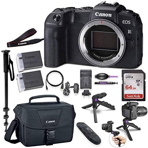 Canon EOS RP Mirrorless Digital Camera (Body Only) Bundled with Deluxe Accessories Like Memory Card, Steady Grip Tripod, Monopod and More… (Renewed)