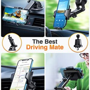 VANMASS 2023 Newest Upgraded Car Phone Holder Mount, 3-in-1 [Super Suction & Stable] Phone Mount for Car Dashboard/Windshield/Vent for Jeep/Truck/Pickup Phone Mount for iPhone 14/13/12/Pro/Max