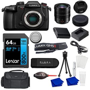 panasonic lumix gh5m2, 20.3mp mirrorless micro four thirds camera with live streaming, 4k 4:2:2 10-bit video, 5-axis image stabilizer, 12-60mm f2.8-4.0 lens with rear lens cap, gadget bag & more