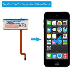 E-YIIVIIL Replacement Battery 616-0229 Compatible with iPod 5th - 7th Generation Video Classic A1136 A1238 6th 80GB 6.5th 120GB 7th 160GB 5th 30GBwith Tools