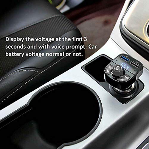 QUMOX Handsfree Call Car Charger, Wireless Bluetooth FM Transmitter Radio Receiver, Mp3 Audio Music Stereo Adapter, Dual USB Port Charger Compatible for All Smartphones