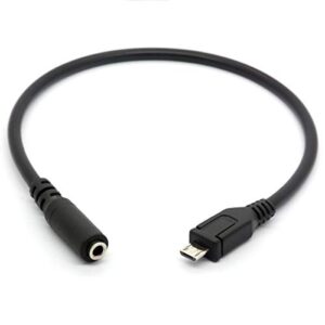 glhong micro usb male to 3.5mm female aux audio cable cord for headset adapter active clip mic microphone (25cm)