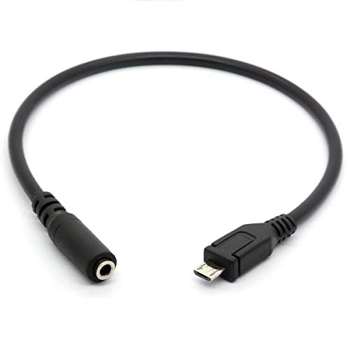 GLHONG Micro USB Male to 3.5mm Female AUX Audio Cable Cord for Headset Adapter Active Clip Mic Microphone (25cm)