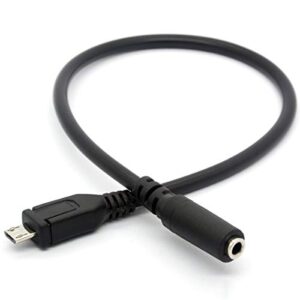 GLHONG Micro USB Male to 3.5mm Female AUX Audio Cable Cord for Headset Adapter Active Clip Mic Microphone (25cm)