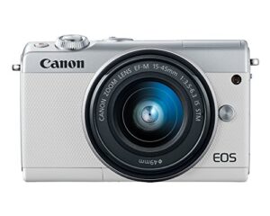 canon eos m100 mirrorless camera w/ 15-45mm lens – wi-fi, bluetooth, and nfc enabled (white)