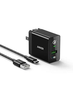 quick charge 3.0, anker 18w wall charger (quick charge 2.0 compatible) powerport+ 1 for wireless charger, galaxy s10e/s10/s9, note 9/8, lg g7, iphone and more (usb-a to usb-c cable included)