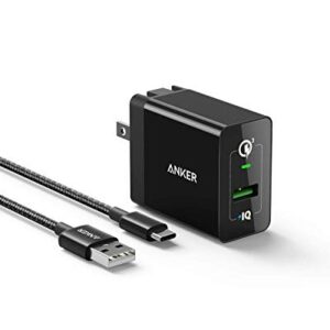 Quick Charge 3.0, Anker 18W Wall Charger (Quick Charge 2.0 Compatible) Powerport+ 1 for Wireless Charger, Galaxy S10e/S10/S9, Note 9/8, LG G7, iPhone and More (USB-A to USB-C Cable Included)