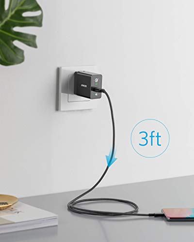 Quick Charge 3.0, Anker 18W Wall Charger (Quick Charge 2.0 Compatible) Powerport+ 1 for Wireless Charger, Galaxy S10e/S10/S9, Note 9/8, LG G7, iPhone and More (USB-A to USB-C Cable Included)