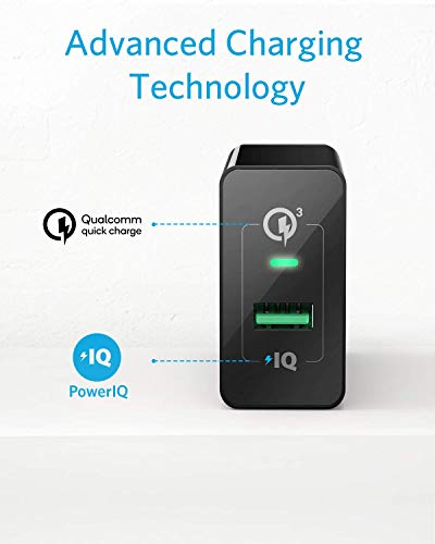 Quick Charge 3.0, Anker 18W Wall Charger (Quick Charge 2.0 Compatible) Powerport+ 1 for Wireless Charger, Galaxy S10e/S10/S9, Note 9/8, LG G7, iPhone and More (USB-A to USB-C Cable Included)