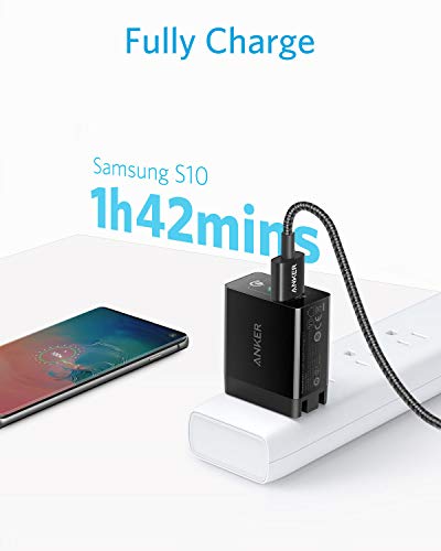 Quick Charge 3.0, Anker 18W Wall Charger (Quick Charge 2.0 Compatible) Powerport+ 1 for Wireless Charger, Galaxy S10e/S10/S9, Note 9/8, LG G7, iPhone and More (USB-A to USB-C Cable Included)