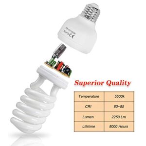 EMART Full Spectrum Light Bulb, 2 x 45W 5500K CFL Daylight for Photography Photo Video Studio Lighting