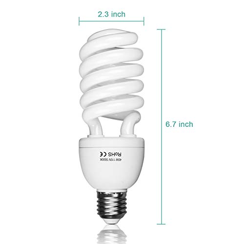 EMART Full Spectrum Light Bulb, 2 x 45W 5500K CFL Daylight for Photography Photo Video Studio Lighting