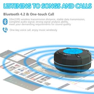 ASIYUN Shower Speaker, IPX7 Waterproof Bluetooth Speaker, Loud HD Sound, Portable Wireless Speaker with Suction Cup & Sturdy Hook, Built-in Mic, for Shower, Pool, Beach, Outdoor(Blue)