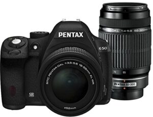 pentax k-50 dslr camera with 18-55mm wr and 55-300mm lenses