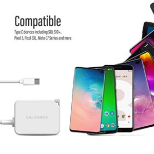 Galvanox Rapid Charger for All Google Pixel Models | Wall Plug Travel Adapter with Folding Prongs | Built in USB-C Cable for Pixel 2,3,3a,4,4XL,4a, 5G,5/5a/6/6a/7/7 Pro (PD 18W Output)