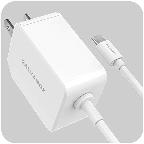 Galvanox Rapid Charger for All Google Pixel Models | Wall Plug Travel Adapter with Folding Prongs | Built in USB-C Cable for Pixel 2,3,3a,4,4XL,4a, 5G,5/5a/6/6a/7/7 Pro (PD 18W Output)