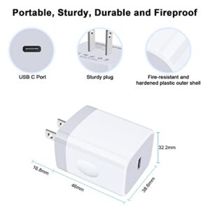 20W PD Fast USB C Wall Charger Block Compatible iPhone 14 13 12 11 Mini Pro Max Plus SE XS XR X 8 Pad, Samsung, Pixel 7 6, 2Pack USB C Power Adapter Charger Plug Brick Cube Type C Charging Box Base