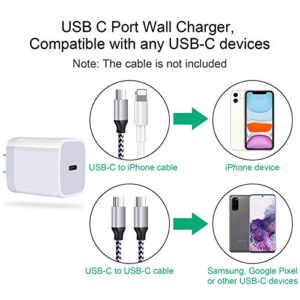 20W PD Fast USB C Wall Charger Block Compatible iPhone 14 13 12 11 Mini Pro Max Plus SE XS XR X 8 Pad, Samsung, Pixel 7 6, 2Pack USB C Power Adapter Charger Plug Brick Cube Type C Charging Box Base