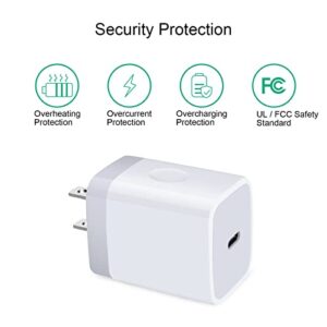 20W PD Fast USB C Wall Charger Block Compatible iPhone 14 13 12 11 Mini Pro Max Plus SE XS XR X 8 Pad, Samsung, Pixel 7 6, 2Pack USB C Power Adapter Charger Plug Brick Cube Type C Charging Box Base