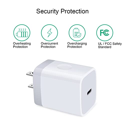 20W PD Fast USB C Wall Charger Block Compatible iPhone 14 13 12 11 Mini Pro Max Plus SE XS XR X 8 Pad, Samsung, Pixel 7 6, 2Pack USB C Power Adapter Charger Plug Brick Cube Type C Charging Box Base