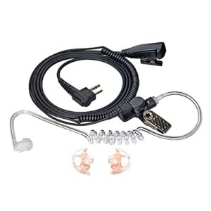 hys surveillance 1 wire headset acoustic tube earpiece w/ear tip and medium silicon earmold for cp200 pr400 rdm2070d cls rdx rdu and motorola 2-pin walkie talkie radios