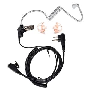HYS Surveillance 1 Wire Headset Acoustic Tube Earpiece W/Ear Tip and Medium Silicon Earmold for CP200 PR400 RDM2070D CLS RDX RDU and Motorola 2-PIN Walkie Talkie Radios