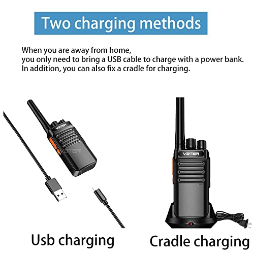 VBTER Walkie Talkies Rechargeable with Earpieces Mic, Two-Way Radios Long Range USB Cable Charging 14 Channel Handheld Transceiver Walky Talky（2 Pack）
