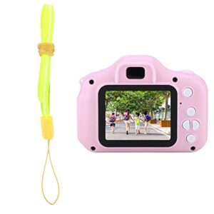 children’s camera, x2 mini portable one-button 2.0 inch ips color screen children’s digital camera hd 1080p camera replacement tf memory card with a neck lanyard gift (pink)