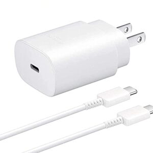 Samsung USB-C Super Fast Charging Wall Charger-25W PD Charger Adapter with Type-C Cable(5ft) for Samsung Galaxy S22/S22 Ultra/S22+/S21/S21+/S21 Ultra/S20/S20+/S20 Ultra/Note 20 Ultra（White）