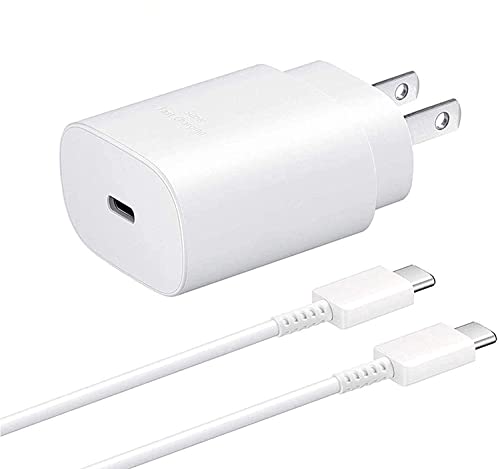 Samsung USB-C Super Fast Charging Wall Charger-25W PD Charger Adapter with Type-C Cable(5ft) for Samsung Galaxy S22/S22 Ultra/S22+/S21/S21+/S21 Ultra/S20/S20+/S20 Ultra/Note 20 Ultra（White）