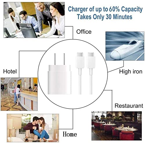 Samsung USB-C Super Fast Charging Wall Charger-25W PD Charger Adapter with Type-C Cable(5ft) for Samsung Galaxy S22/S22 Ultra/S22+/S21/S21+/S21 Ultra/S20/S20+/S20 Ultra/Note 20 Ultra（White）