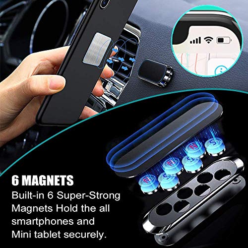 SALEX Flat Magnetic Phone Mounts 4 Pack. Black Cell Phone Holder for Car Dashboard, Wall, Truck. Universal Stick on iPad Wall Magnet Mount Kit for Tablets, Smartphones. Magnetic Phone Mount for iPhone