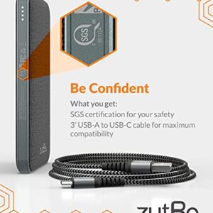 zutBe PowerTrip 10000mAh Portable Charger with 1 USB-C 2 USB-A Ports and 18W of Power Delivery PD Charge Any iPhone 14/13/12/11/ Samsung Galaxy iPad Pixel Switch and More (Wall Charger Not Included)