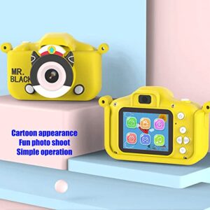 Kids Selfie Camera, 28 Fun Frames and Various Filters, Supports Taking Photos, Videos and Listening Music, 2in HD Screen Kids Digital Camera for Christmas (Yellow with 32GB SD Card)