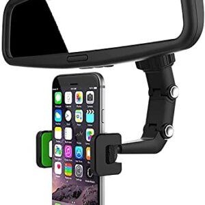 360° Multifunctional Rearview Mirror Phone Holder - Rearview Mirror Phone Mount, Smartphone Stand and Vehicle Back Seat Mobile Phone Holder Compatible with All Cell Phones (1 Pack - Green)