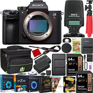 sony a7r iii mirrorless full frame camera body new version ilce-7rm3a/b bundle with meike mk320 ttl hss flash speedlite + deco gear photography bag case + extra battery & dual charger + accessories