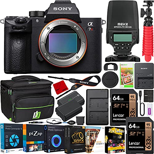 Sony a7R III Mirrorless Full Frame Camera Body New Version ILCE-7RM3A/B Bundle with Meike MK320 TTL HSS Flash Speedlite + Deco Gear Photography Bag Case + Extra Battery & Dual Charger + Accessories