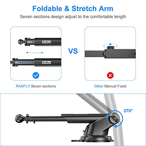 RAXFLY Phone Car Holder Mount Windshield/Air Vent/Dashboard Cell Car Phone Holder for Car 360 Degree Rotation Universal Suction Mount Stand Compatible with iPhone 13 Samsung S21 Plus All Smartphones