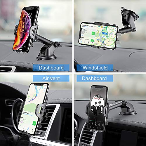 RAXFLY Phone Car Holder Mount Windshield/Air Vent/Dashboard Cell Car Phone Holder for Car 360 Degree Rotation Universal Suction Mount Stand Compatible with iPhone 13 Samsung S21 Plus All Smartphones