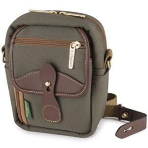 Billingham Compact Stowaway Camera/Travel Pouch (Sage FibreNyte/Chocolate Leather)