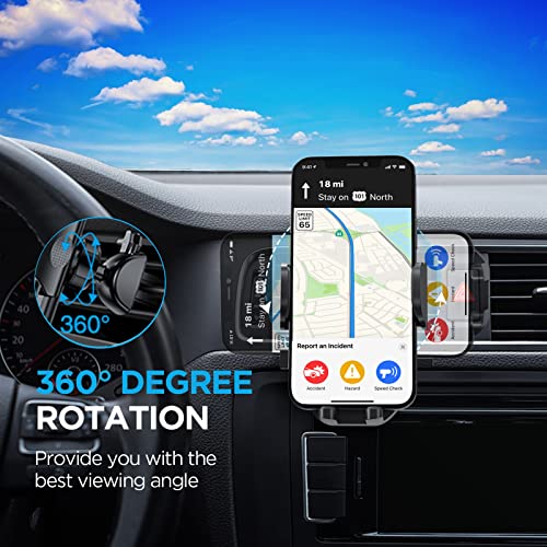 Air Vent Phone Mount for Car, Car Phone Holder Mount Hands Free Clamp Cradle Vehicle Compatible for All Smartphone from 4 to 7 inches, Universal Cell Phone Holder Car 360° Adjustable