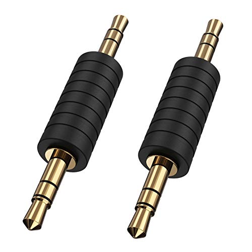 CableCreation 2 Pack 3.5mm 1/8 Stereo Jack to 3.5mm Audio Male to Male Adapter Connectors Gold Plated Compatible with for TaoTronics, Mpow BH129 Bluetooth Receiver