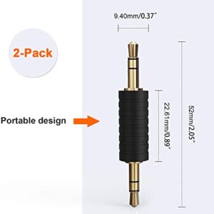 CableCreation 2 Pack 3.5mm 1/8 Stereo Jack to 3.5mm Audio Male to Male Adapter Connectors Gold Plated Compatible with for TaoTronics, Mpow BH129 Bluetooth Receiver