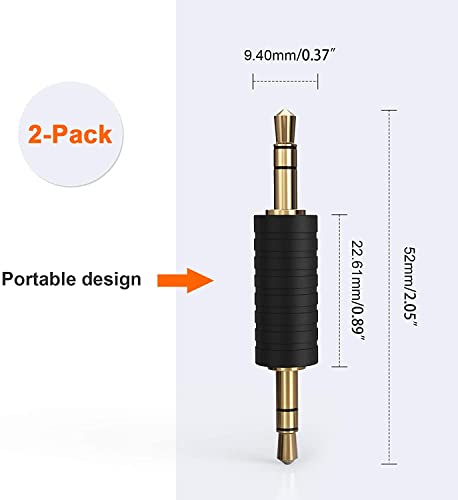 CableCreation 2 Pack 3.5mm 1/8 Stereo Jack to 3.5mm Audio Male to Male Adapter Connectors Gold Plated Compatible with for TaoTronics, Mpow BH129 Bluetooth Receiver