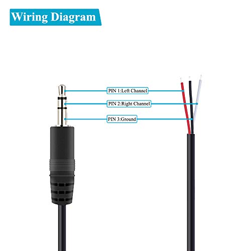 Fancasee 6 ft Replacement 3.5mm Male Plug to Bare Wire Open End TRS 3 Pole Stereo 1/8" 3.5mm Plug Jack Connector Audio Cable for Headphone Headset Earphone Cable Repair